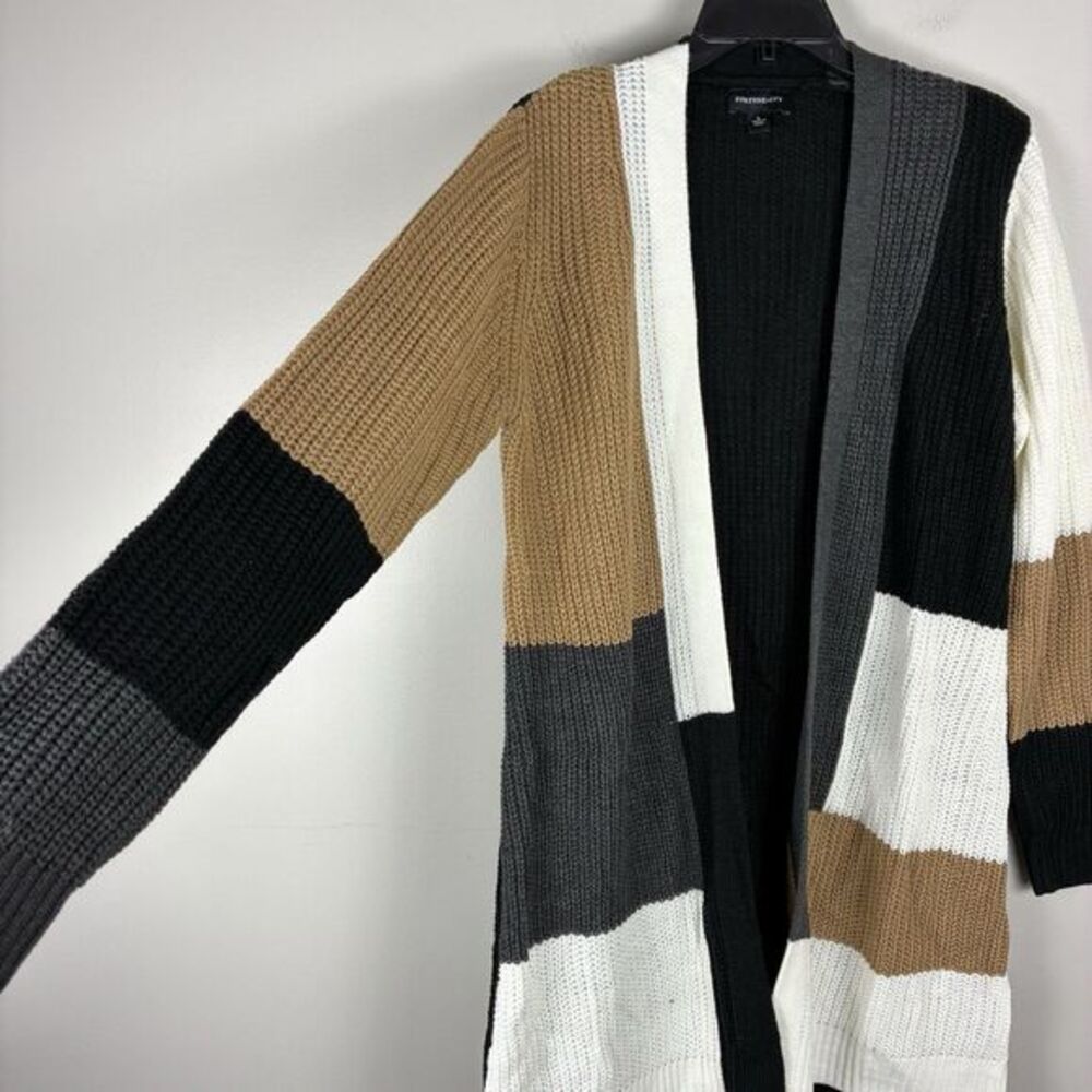 Fortune + Ivy Stitch Fix Long Open Cardigan Sweater Sz L Stripe Cozy Classic New - Picture 2 of 7